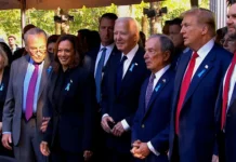 See Harris And Trump Shake Hands At 9/11 Service