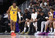 Bronny James Makes NBA Preseason Debut, With Lebron Watching From The Bench
