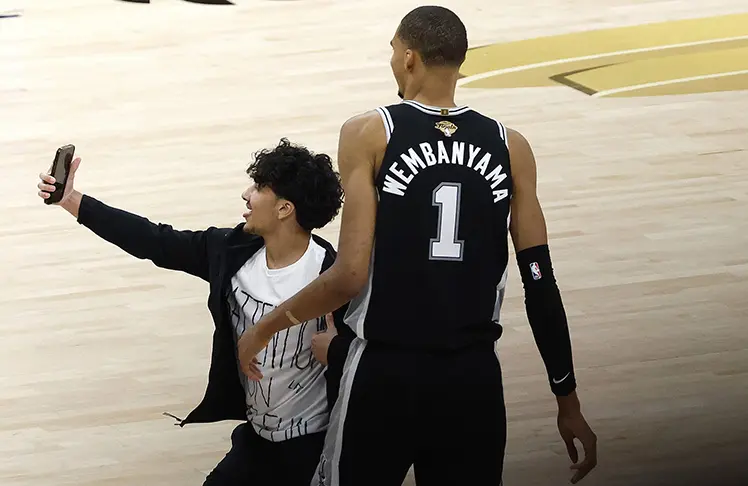 Fan Arrested And Banned For Life After Running Onto Court To Take Selfie With Victor Wembanyama
